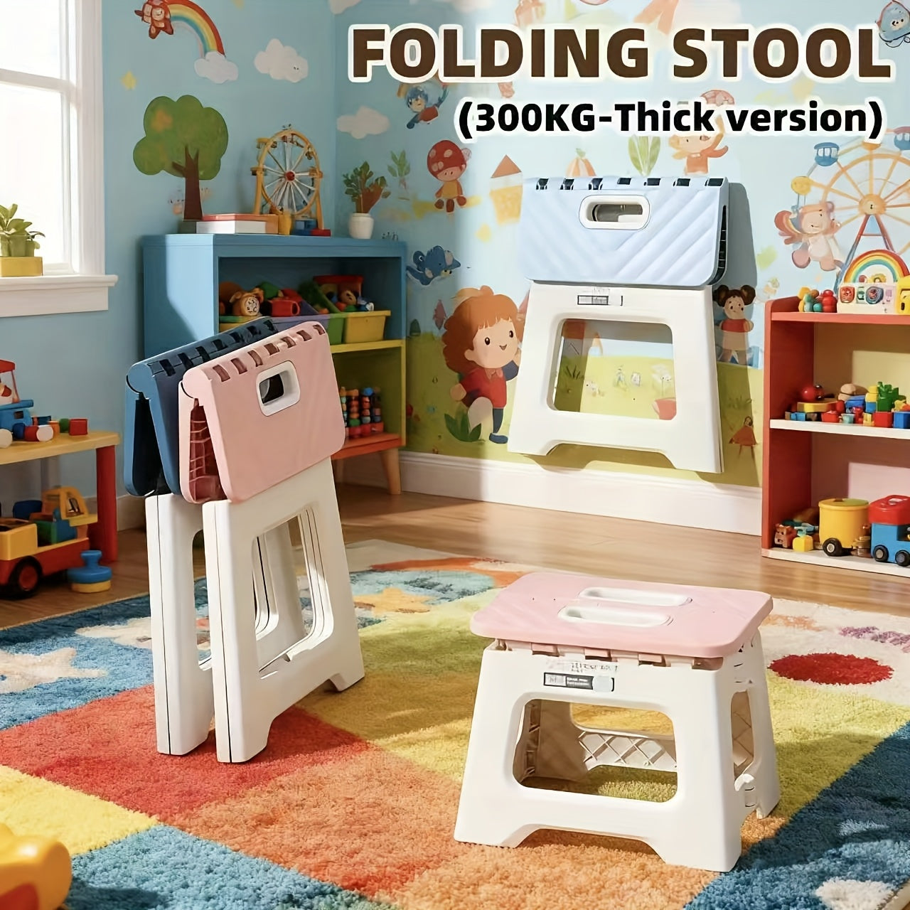 Home Folding Footstool 2pcs Non Slip Surface Footstool, Height 10 Inches