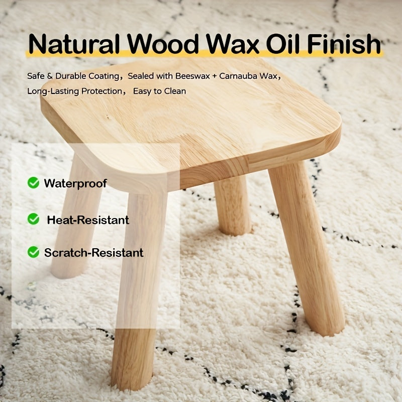 One Small Solid Wood Shoe Bench, Multifunctional Natural Rubberwood Stool, Step Stool, Height 9.5 x Width 9.5 Inches