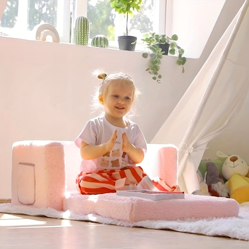 Kids Chairs For, 2-in-1 Soft Sherpa Sofa Folding Bed, Converts Sofa To Recliner