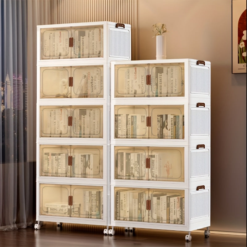 1\u002F3\u002F4\u002F5-Tier Heavy-Duty Large Folding with ic Doors & Wheels - Adjustable Shelves