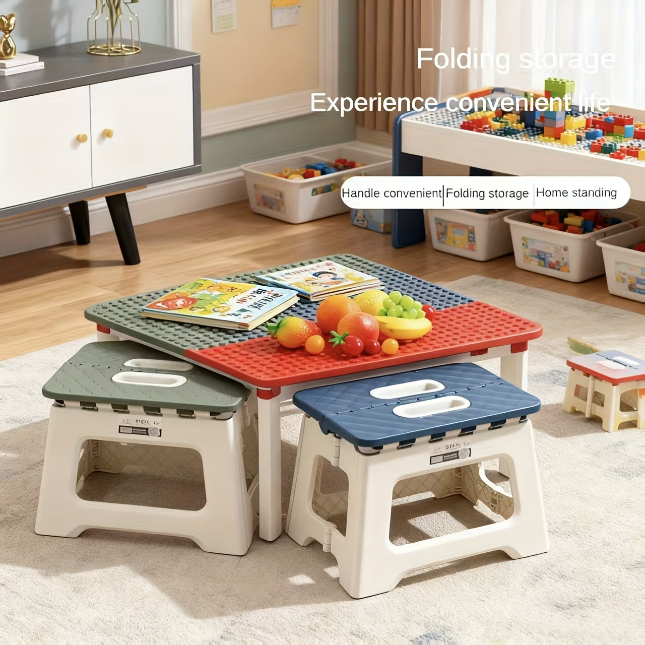 Home Folding Footstool 2pcs Non Slip Surface Footstool, Height 10 Inches