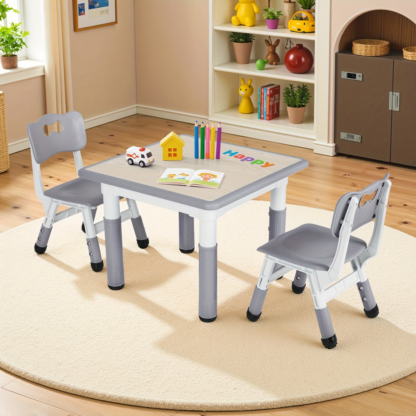 Kids Table And Chairs, Height Adjustable Table And Chair Set
