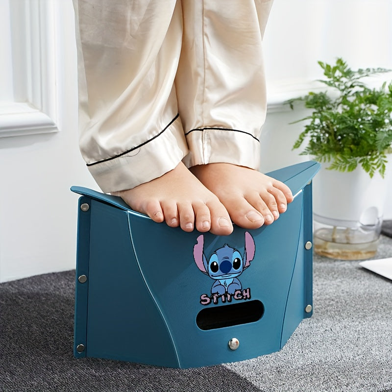Disney Stitch Folding Stool - Portable Lightweight Plastic Camping Chair with Ergonomic Seat & Backrest
