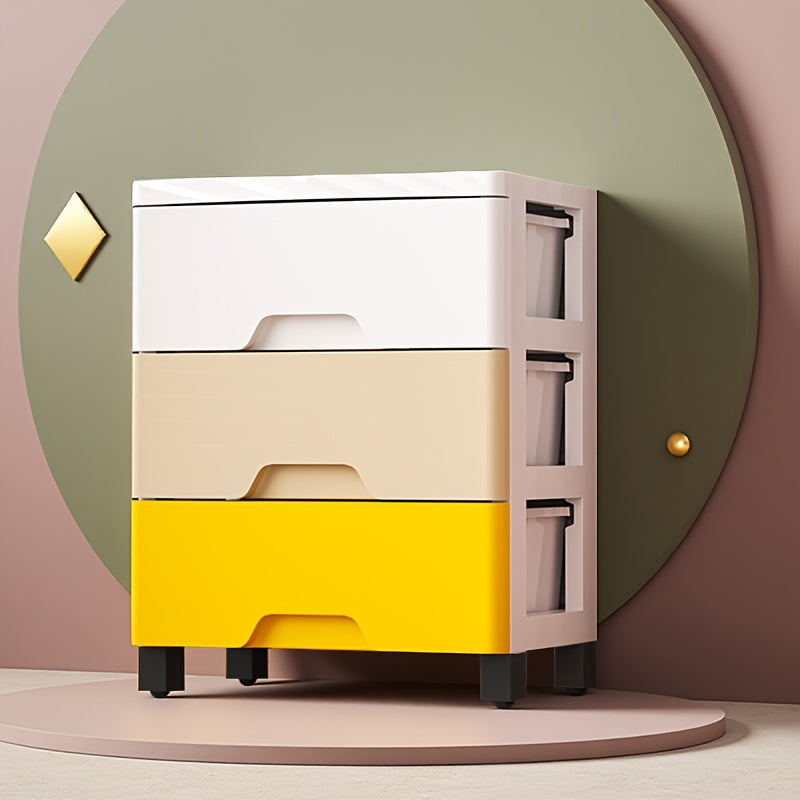 Mobile Macaron Colorful Drawer Cabinet - 3\u002F4\u002F5-Tier Options, Independent Wheels Design