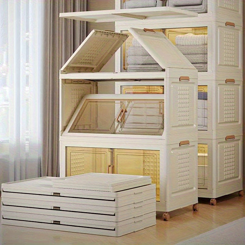 Single-Layer Foldable No-Assembly Storage Cabinet - Large Capacity Wheeled Organizer