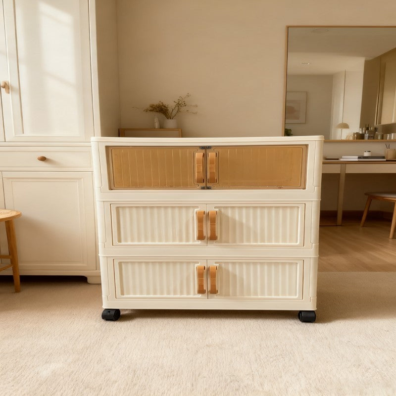 1pc Vintage-Style Rolling Storage Cabinet with Wheels, Magnetic Closure, Multi-Compartment Organizer for Snacks