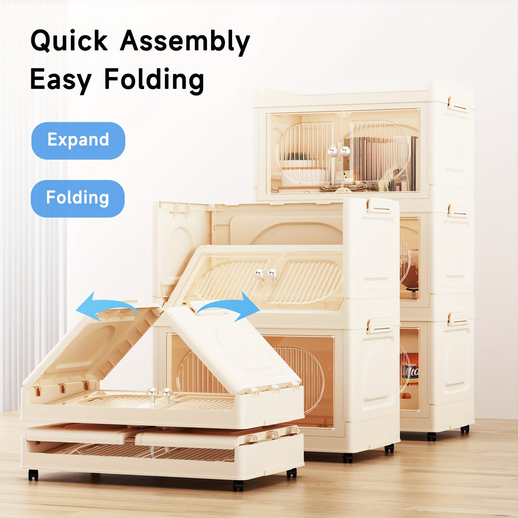 135\u002F175QT Durable Plastic 3\u002F4-Tier Folding Storage Cabinet with Large Capacity