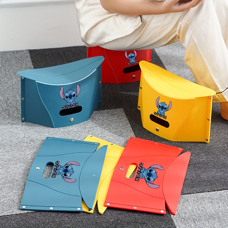 Disney Stitch Folding Stool - Portable Lightweight Plastic Camping Chair with Ergonomic Seat & Backrest