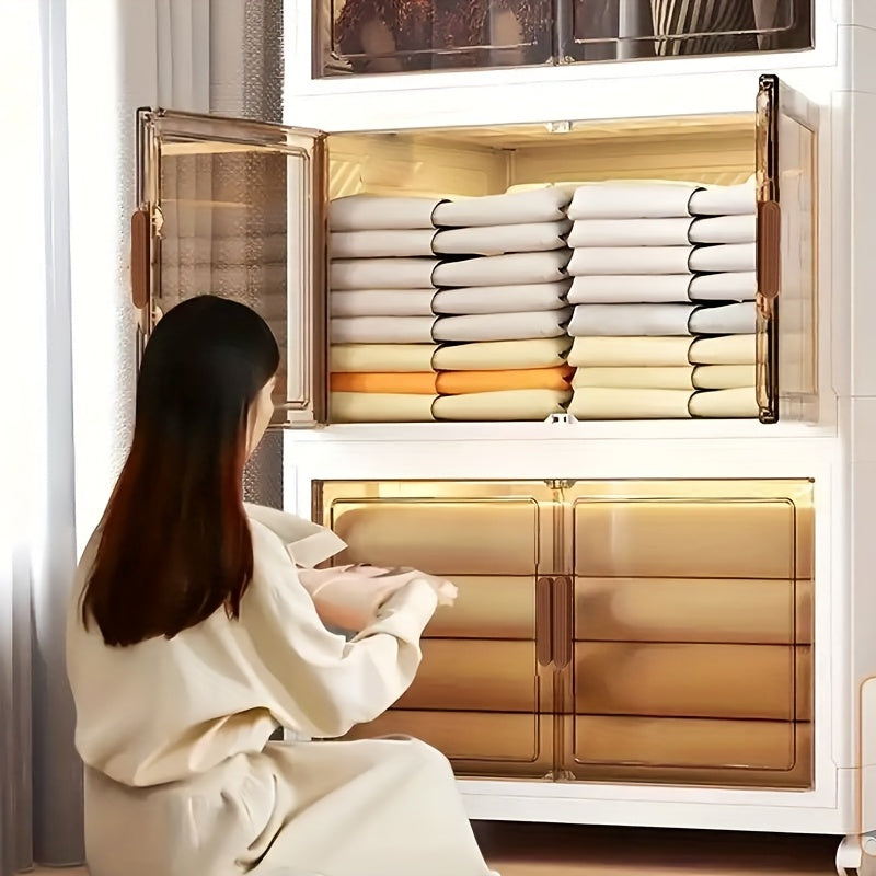 1\u002F3\u002F4\u002F5-Tier Heavy-Duty Large Folding with ic Doors & Wheels - Adjustable Shelves