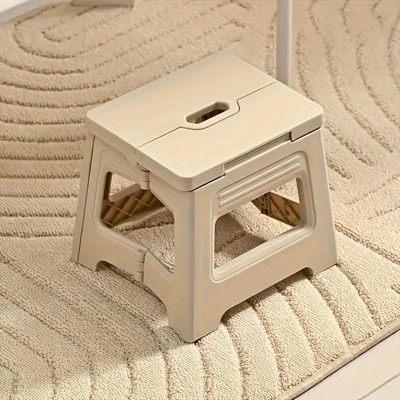 Portable Storage Stool Shoe Rack - Adjustable Durable Square Footstool with Non-Slip Base, Modern Plastic Design
