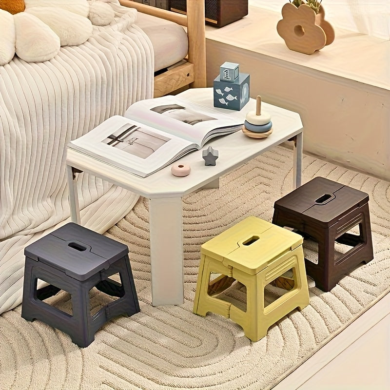Portable Storage Stool Shoe Rack - Adjustable Durable Square Footstool with Non-Slip Base, Modern Plastic Design