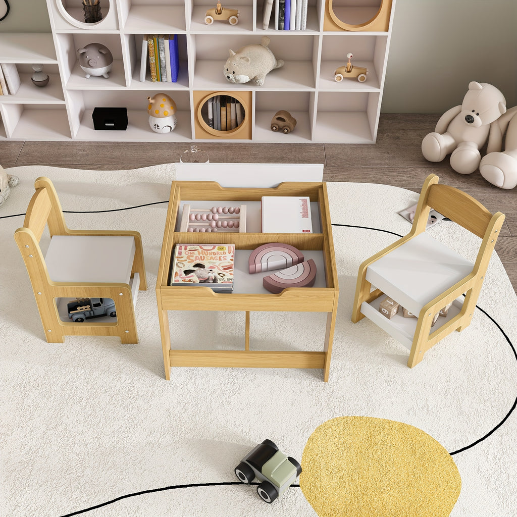 Montary 3-in-1 Study Table And Chair Set - Multifunctional Activity Table With Removable Blackboard Top For Drawing