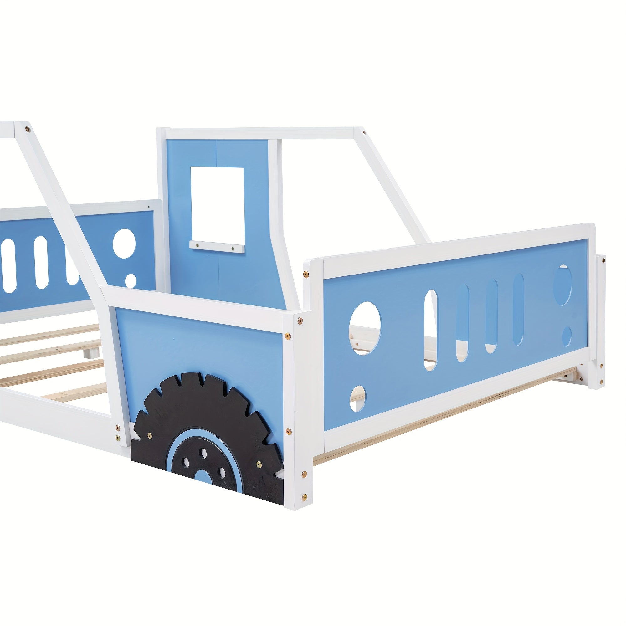 Bellemave Full Size Car Bed with Headboard & Footboard, 4-Side Rails - Sturdy Wood & MDF Construction