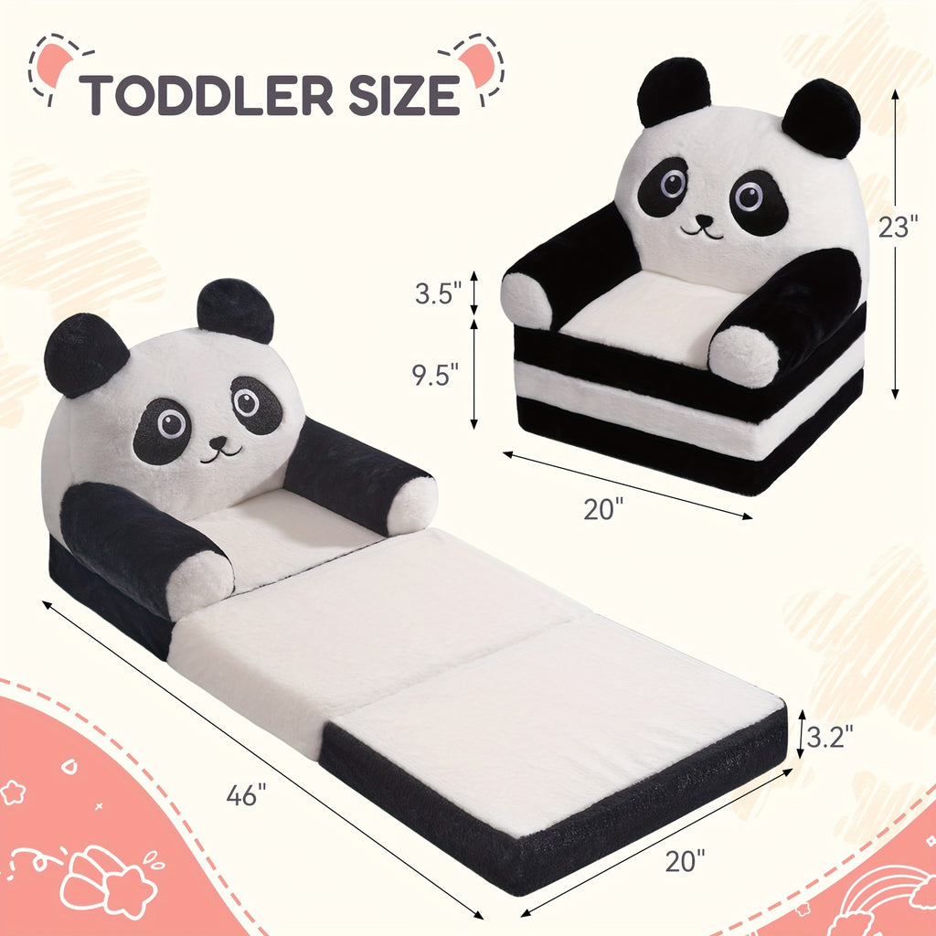 Kids Sofa Chair For, 2-in-1 Folding Soft Couch, Velvet Of Coral Washable Polyester\u002FMemory Foam