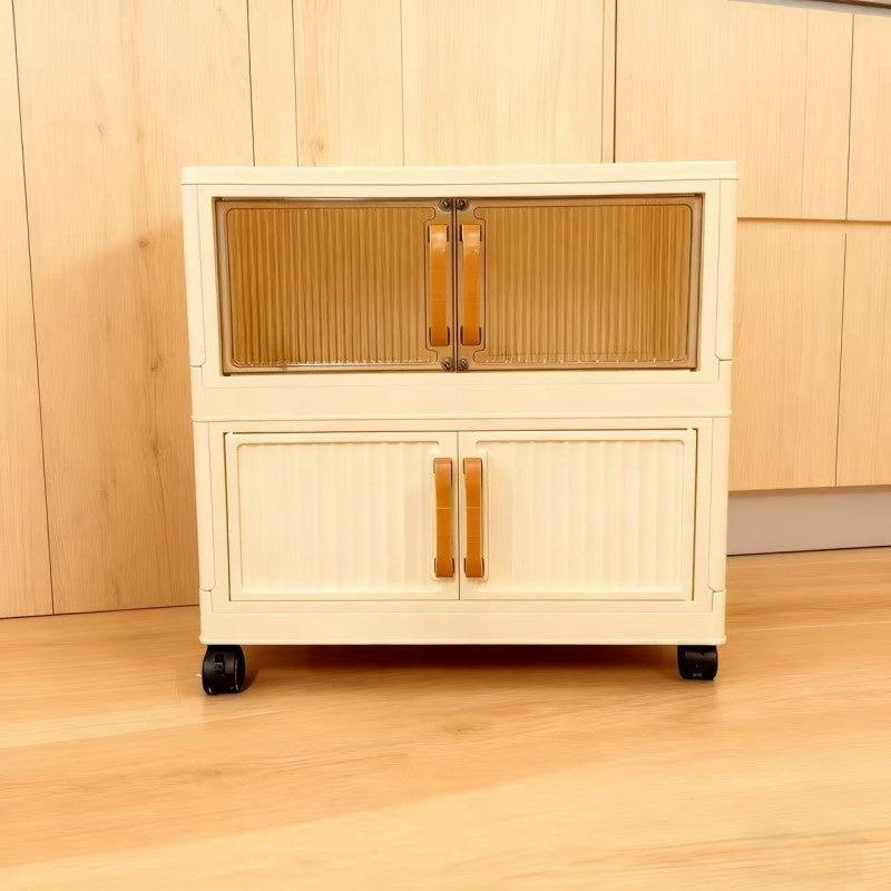 1pc Vintage-Style Rolling Storage Cabinet with Wheels, Magnetic Closure, Multi-Compartment Organizer for Snacks