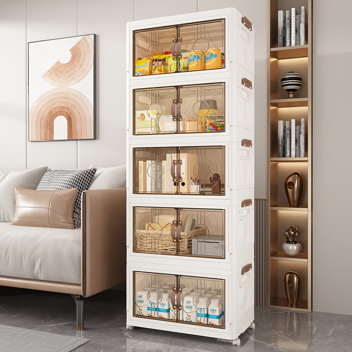 2\u002F3\u002F4\u002F5-Tier Heavy-Duty Plastic Storage Cabinet with Lockable Doors & Lockable Drawers-Like Doors