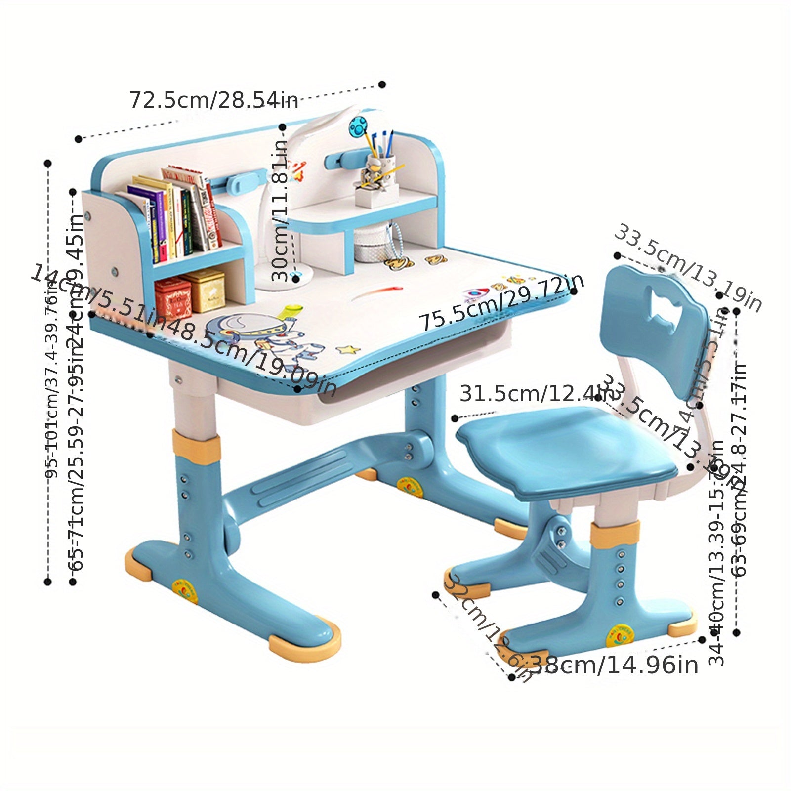inches study table writing desk bookshelf combination all-in-one table for home use can lift the student homework desks and chairs set