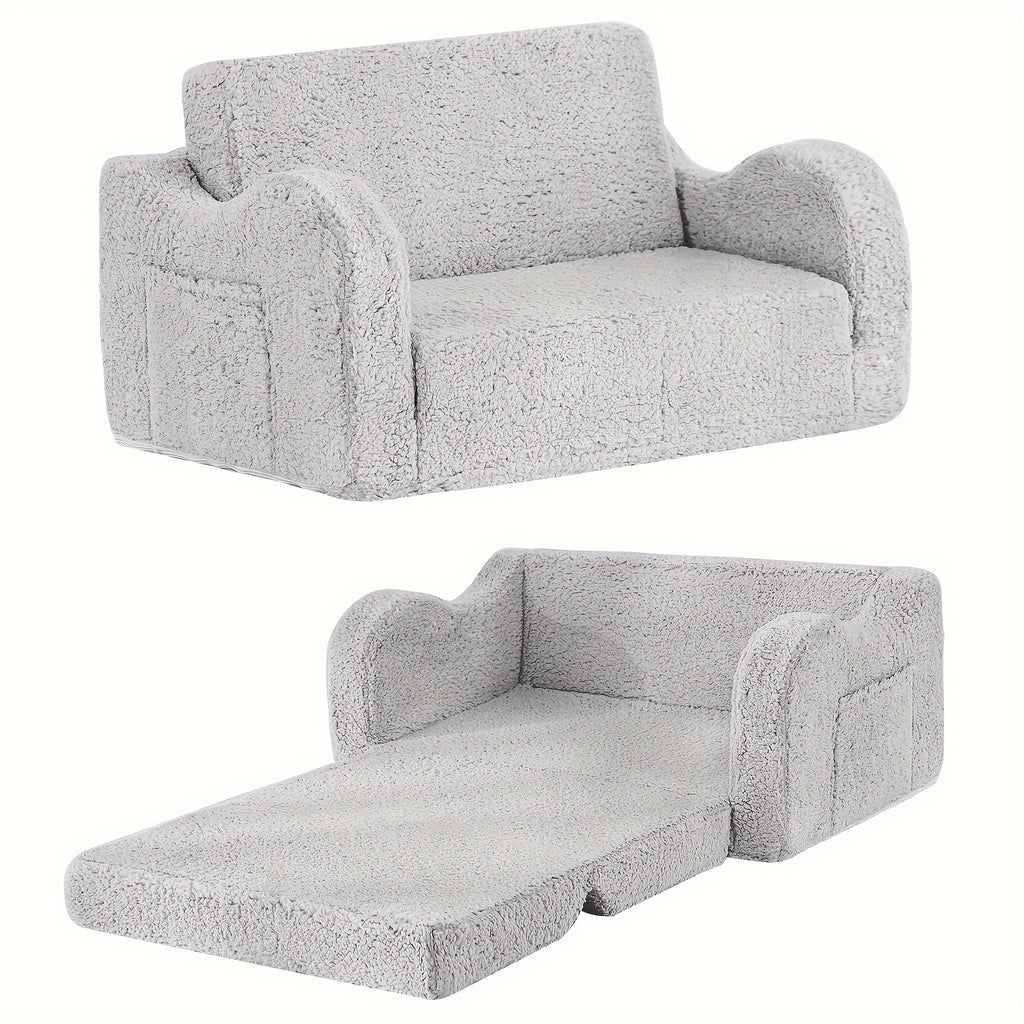 Tiita Kids Sofa Chair, 2 In 1 Toddler Fold Out Couch, Comfy Kids Sofa For Playroom-Extra Soft 2 Seats