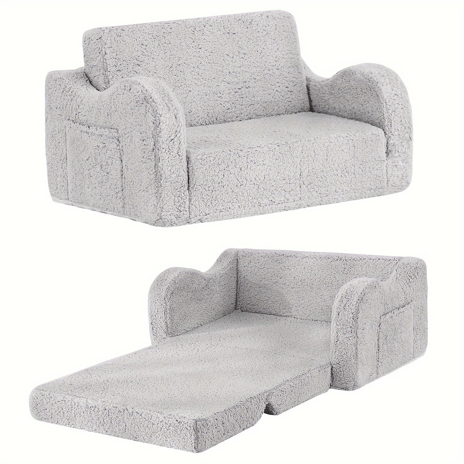 Tiita Kids Sofa Chair, 2 In 1 Toddler Fold Out Couch, Comfy Kids Sofa For Playroom-Extra Soft 2 Seats