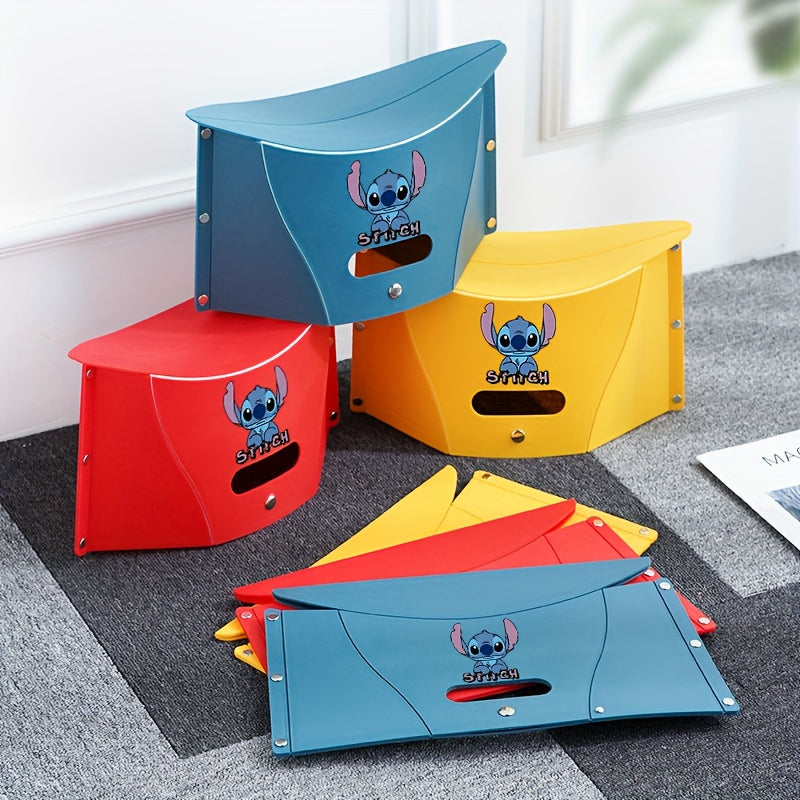 Disney Stitch Folding Stool - Portable Lightweight Plastic Camping Chair with Ergonomic Seat & Backrest