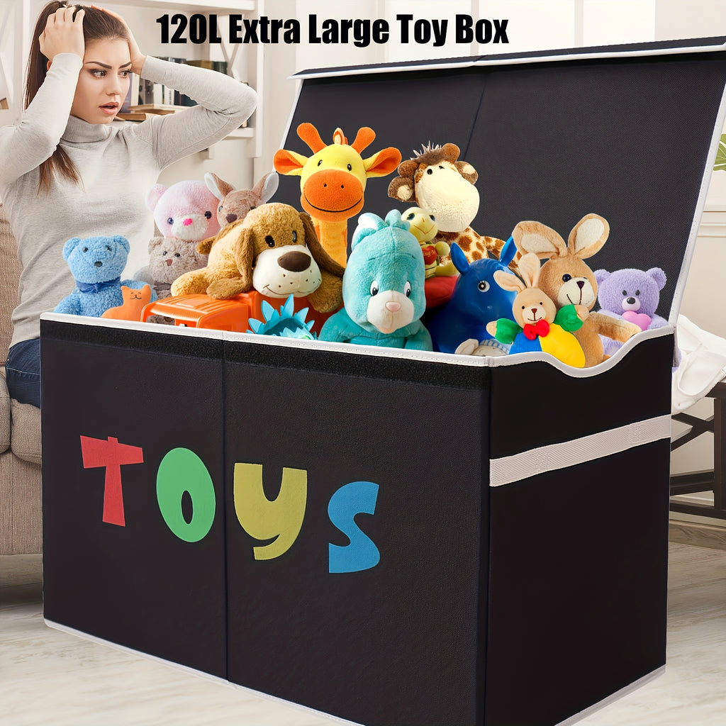 31.7-Gallon Heavy-Duty Foldable Toy Storage Box with Lid - Large Capacity Toy Chest Cabinet for ' Room, Game Room
