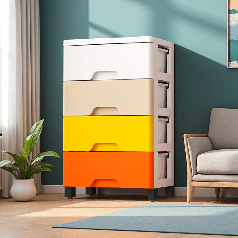 Mobile Macaron Colorful Drawer Cabinet - 3\u002F4\u002F5-Tier Options, Independent Wheels Design