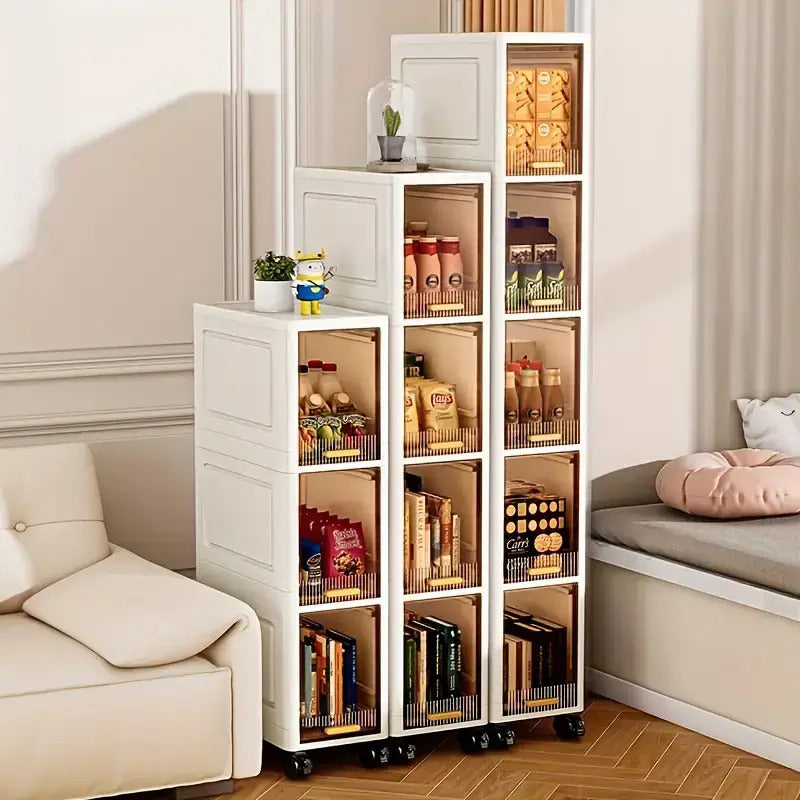 Multi-Functional 3\u002F4\u002F5-Tier Storage Cabinet, Floor-Standing Wardrobe for Toys and Snacks with Dustproof Design – Ideal for Home