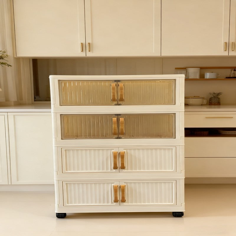 1pc Vintage-Style Rolling Storage Cabinet with Wheels, Magnetic Closure, Multi-Compartment Organizer for Snacks