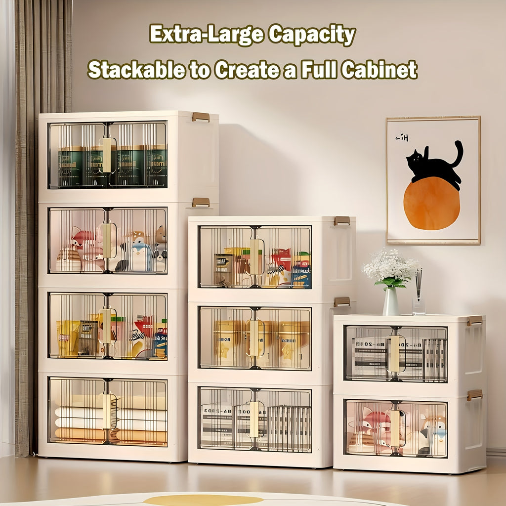 3\u002F4\u002F5 Tier Plastic Storage Bins with Lids - Extra Large Storage Cabinet, Collapsible Stackable Containers with Wheels