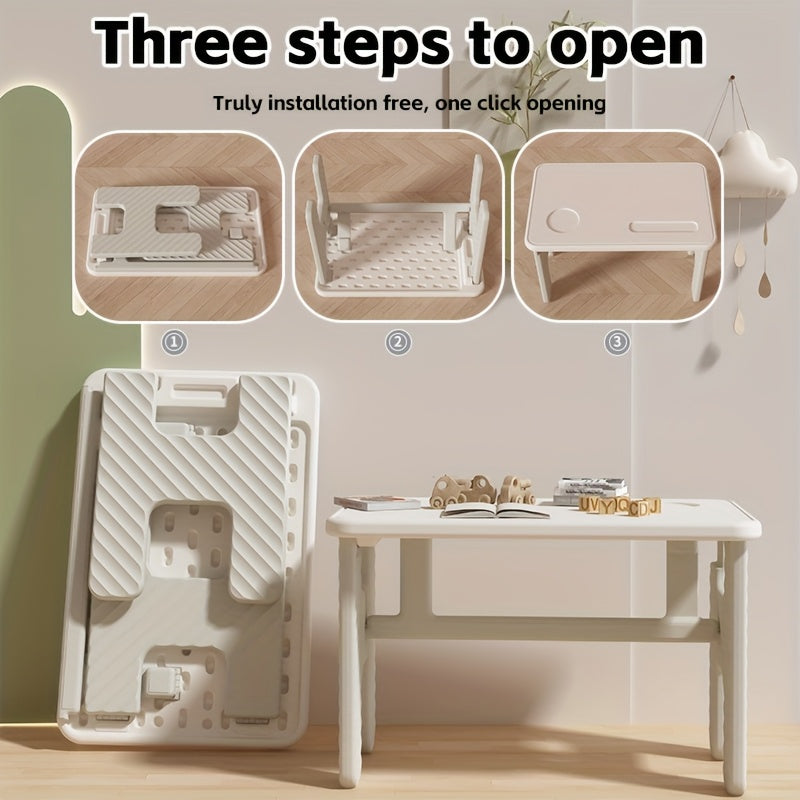 Kids Learning Desk Foldable Kids Learning Desk with One-Click Setup - Durable Plastic White Modern Study Table for Toddlers
