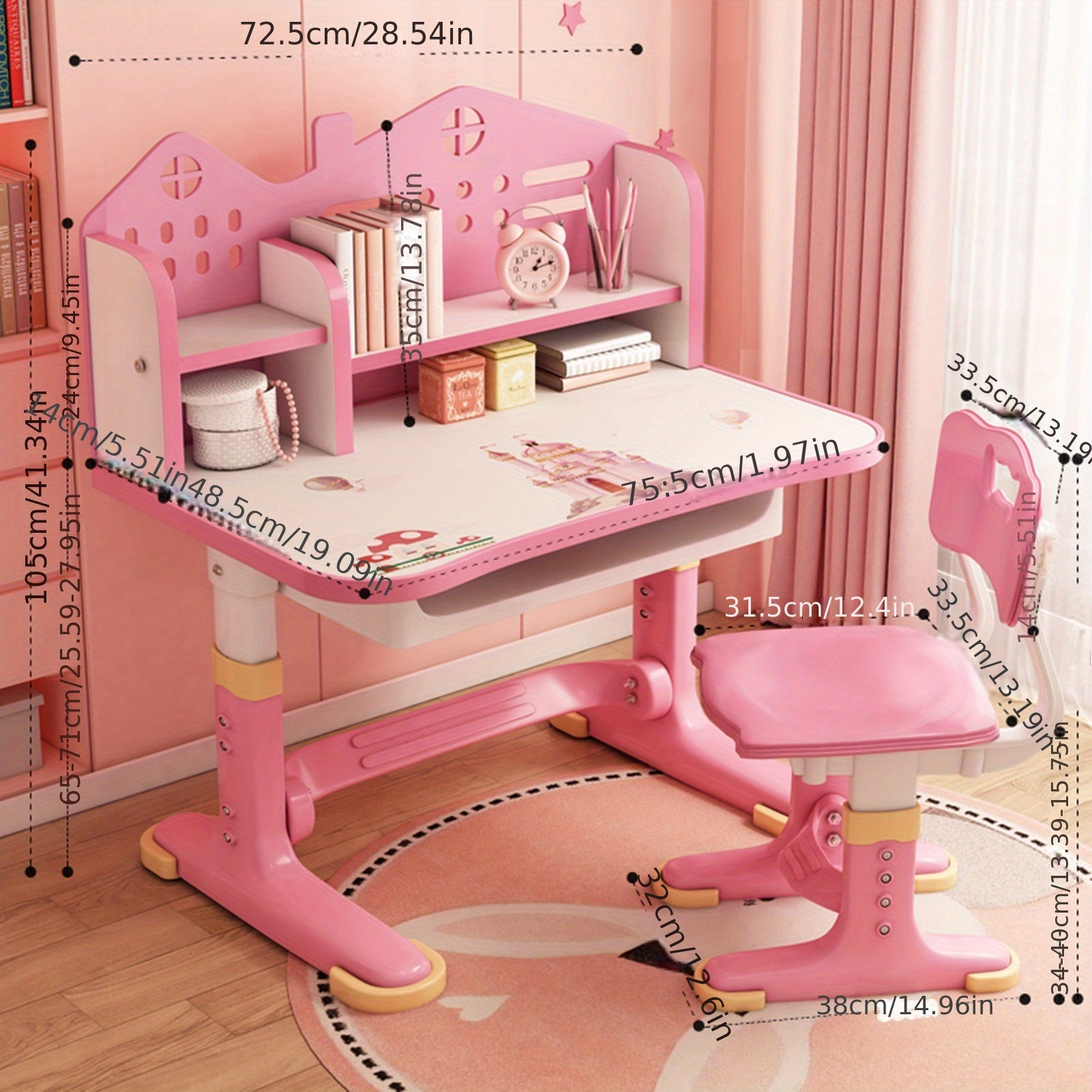 1 Sets 41.37*29.75*24.63 Inches Functional Desk And Chair Set