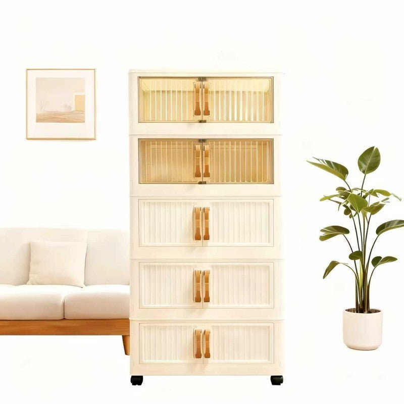 1pc Vintage-Style Rolling Storage Cabinet with Wheels, Magnetic Closure, Multi-Compartment Organizer for Snacks