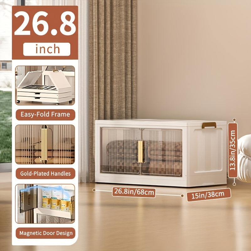 3\u002F4\u002F5 Tier Plastic Storage Bins with Lids - Extra Large Storage Cabinet, Collapsible Stackable Containers with Wheels