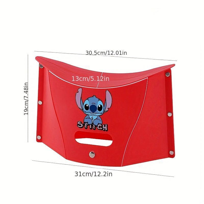 Disney Stitch Folding Stool - Portable Lightweight Plastic Camping Chair with Ergonomic Seat & Backrest