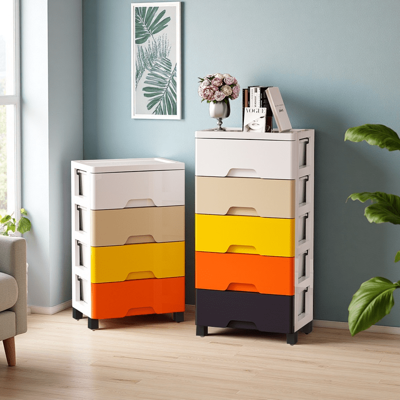 Mobile Macaron Colorful Drawer Cabinet - 3\u002F4\u002F5-Tier Options, Independent Wheels Design