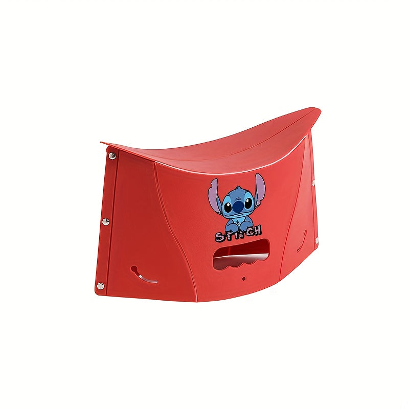 Disney Stitch Folding Stool - Portable Lightweight Plastic Camping Chair with Ergonomic Seat & Backrest