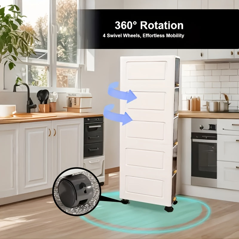 Multi-Functional 3\u002F4\u002F5-Tier Storage Cabinet, Floor-Standing Wardrobe for Toys and Snacks with Dustproof Design – Ideal for Home