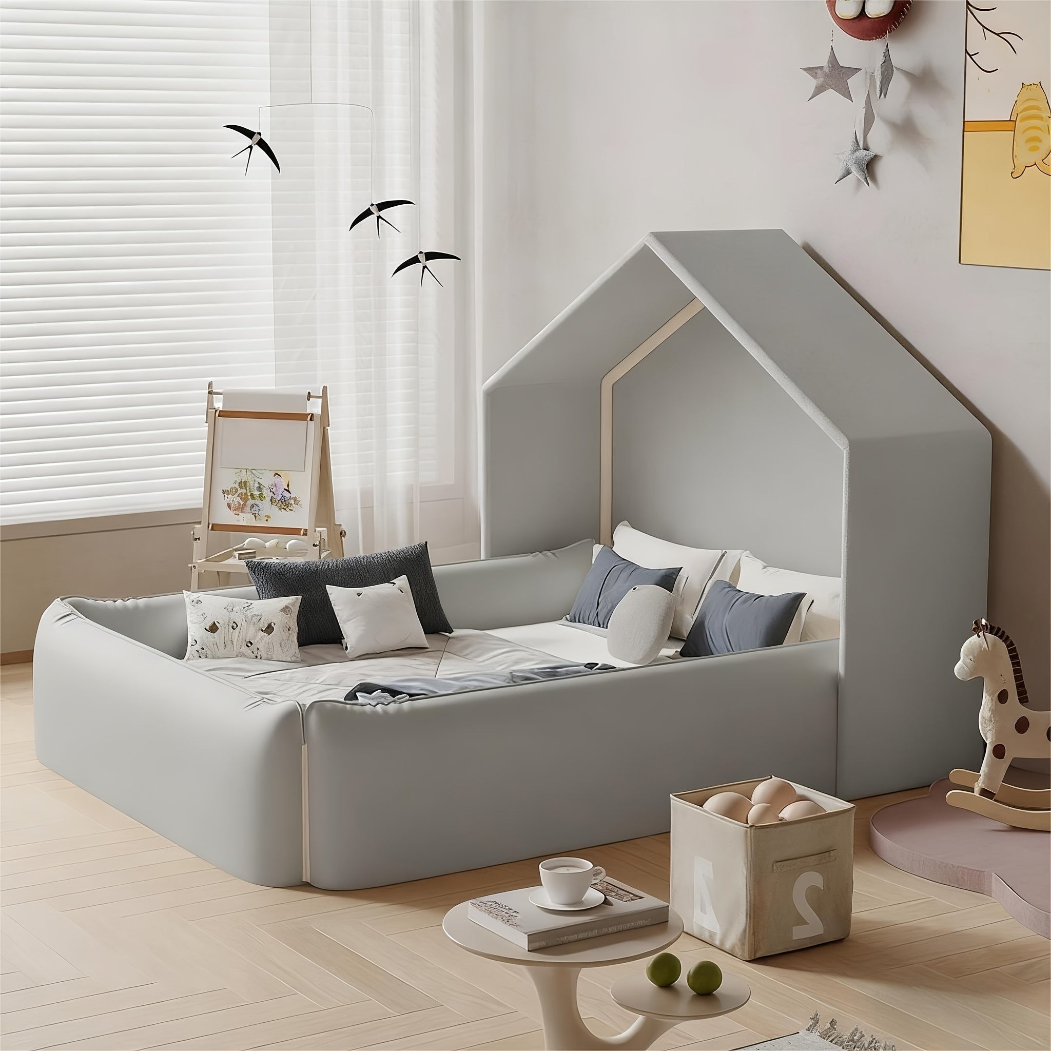 Portable Play Tent Bed with Detachable Canopy & Cushioned - Soft White Bed &, Indoor\u002FOutdoor Use